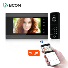 Bcom Tuya poe interphone visuel avec serrure, visiophone tuya 2 moniteur 4 fils interphone vidéophone